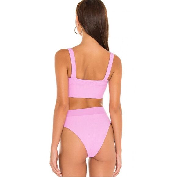 New. L*SPACE ribbed pink bitsy bikini. M-top/L-bottom. Retails $213 - Picture 3 of 8